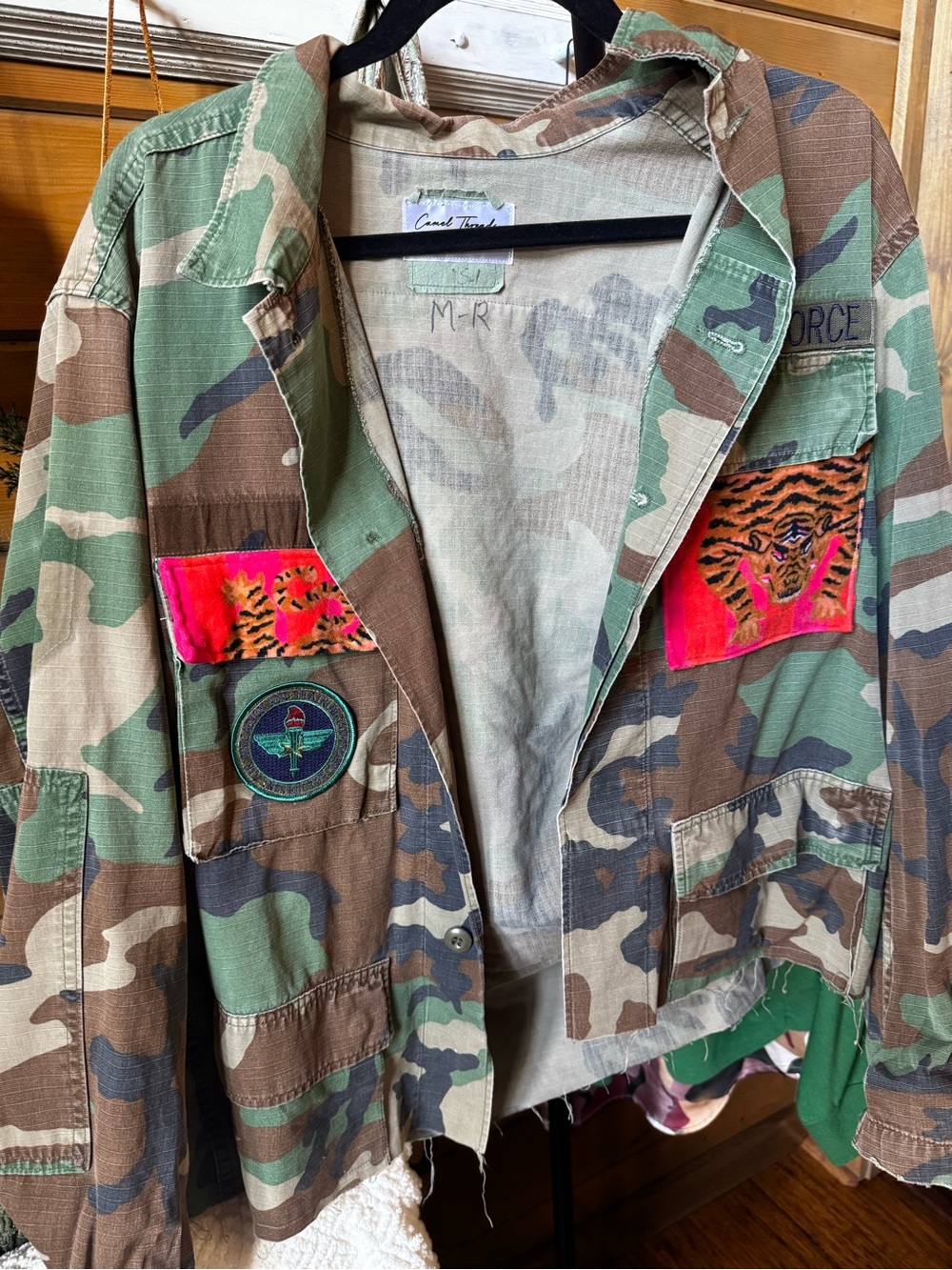 Vintage Camouflage Military Jacket with Tiger Patch - Unbranded